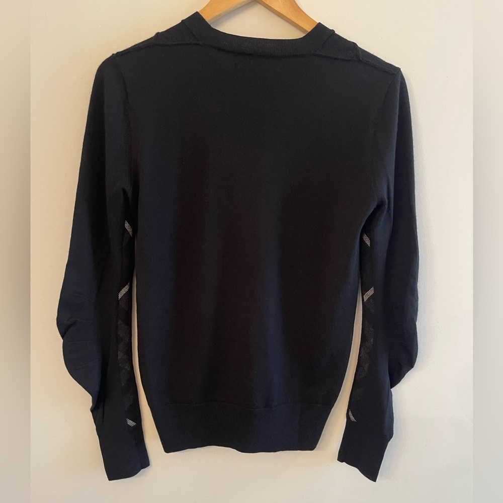 Men’s Burberry Check Detail Black Wool Sweater Size XS